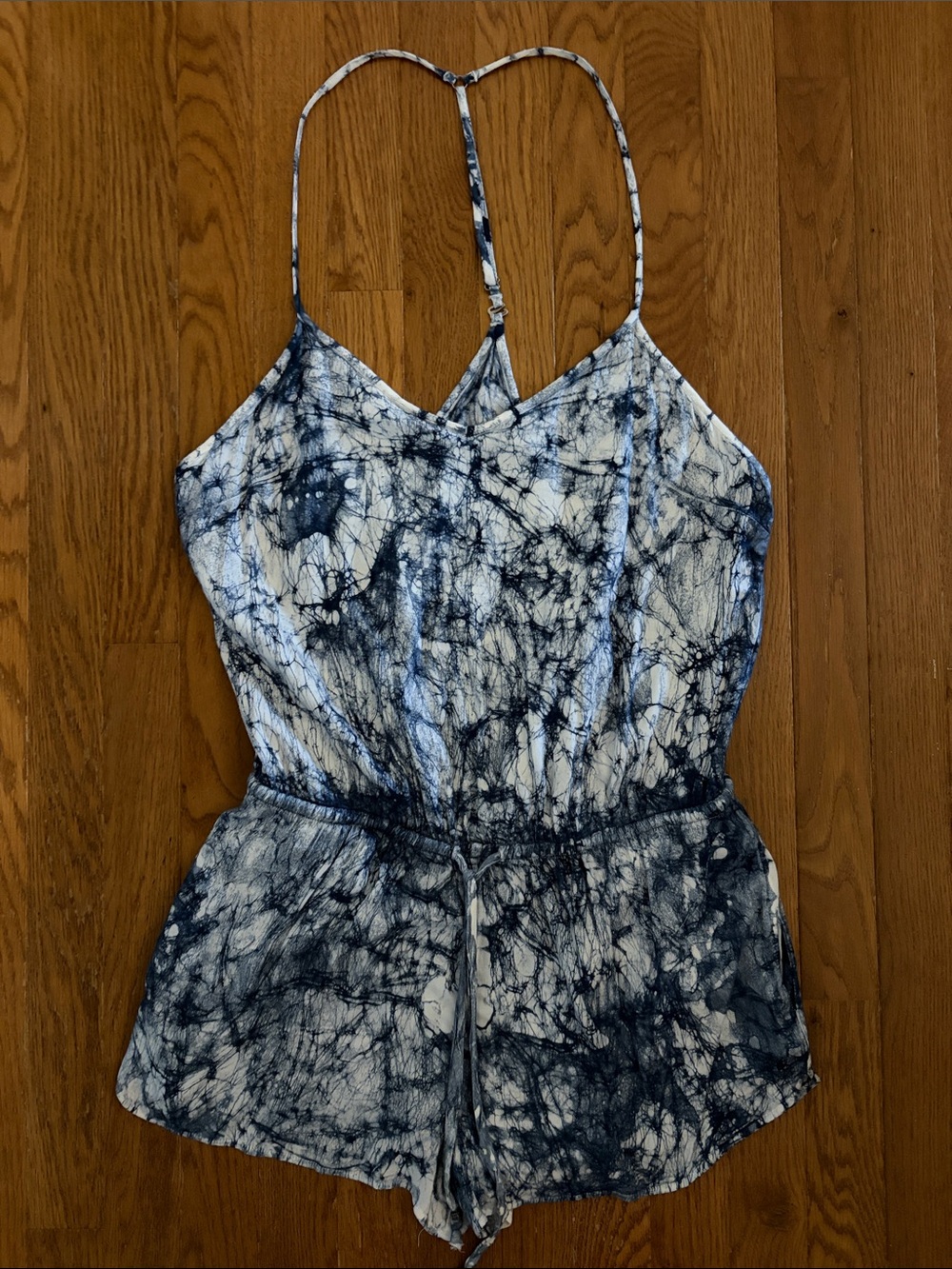 Gypsy Tie-Dye Blue & White Spaghetti Strap Romper